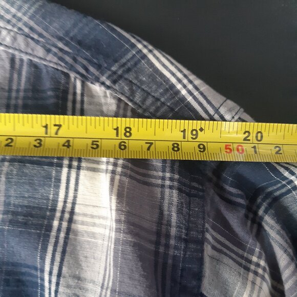 Columbia SZ M Plaid Men's Button Up Cotton Shirt Blue, White & Grey - Picture 11 of 14